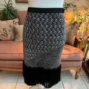 Yoana Baraschi Size L Tribal Straight Fringed Skirt NWT